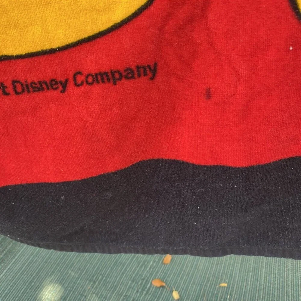 Vintage Sherry of Miami Beach Towel Mickey Mouse Disney Black Red Lake George NY